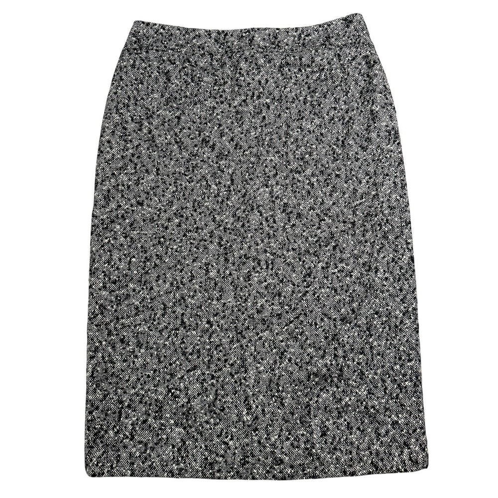 NWT Talbots skirt‎ women's 14 black cream wool career Italian boucle tweed VTG